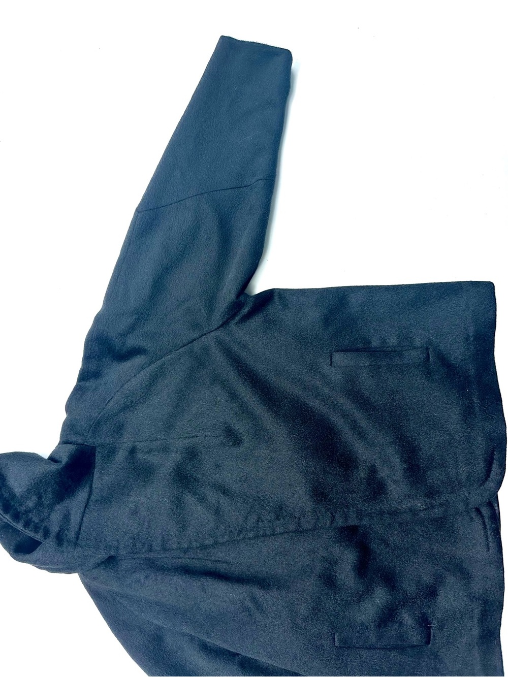 Vintage Cashmere Minimalist Women's Black Short Coat Jacket, Shawl Collar, S-M-L - Picture 4 of 16